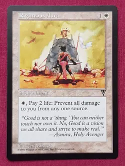 Magic The Gathering VISIONS RIGHTEOUS AURA white card MTG - Image 1