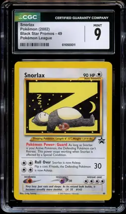 CGC 9 MINT Snorlax Z # 49 WOTC Black Star Promo Pokemon Card 011 - Image 1
