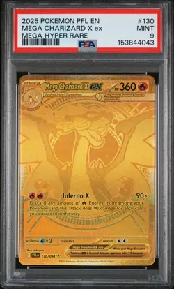 2025 POKEMON PFL EN-PHANTASMAL FLAMES MEGA HYPER RARE MEGA CHARIZARD X EX PSA 9 - Image 1