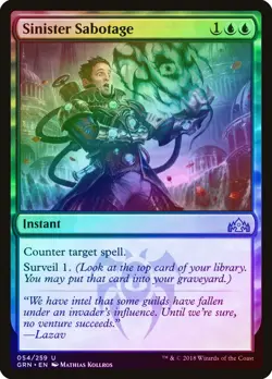 Sinister Sabotage FOIL Guilds of Ravnica NM Blue Uncommon MAGIC CARD ABUGames - Image 1