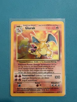 Pokemon TCG Glurak Charizard Base Set 4/102 German Rare Card - Image 1