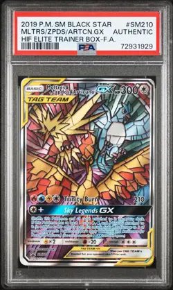 2019 Pokemon SM210 Black Star Promo Moltres & Zapdos & Articuno GX PSA Authentic - Image 1