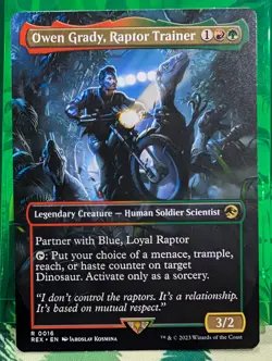 Owen Grady, Raptor Trainer Borderless Universes Beyond Jurassic World MTG NM - Image 1