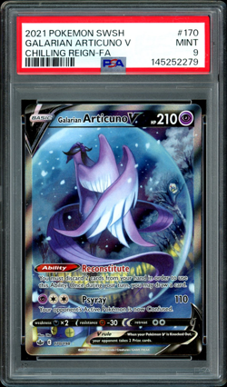 Galarian Articuno V 170/198 Alternate Art Chilling Reign Pokemon English PSA 9 - Image 1