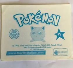 STICKER POKEMON N°72 " ASH AND FRIENDS " MERLIN TOPPS SERIE 2 DE 2000 - Image 2