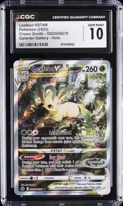 2023 POKEMON CROWN ZENITH GALARIAN GALLERY - HOLO LEAFEON VSTAR CGC 10 GEM MINT - Image 1
