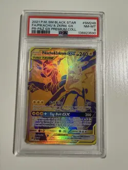 Pokemon TCG PSA 8 Pikachu & Zekrom GX SM248 Full Art Holo Promo TAG TEAM - Image 1