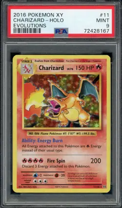 2016 Pokemon XY Evolutions Charizard Holo #11 PSA 9 - Image 1