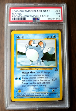 2000 Pokemon Black Star Promo Marill #29 WOTC League Promo PSA 7 NM Vintage - Image 1