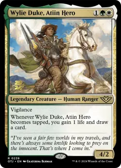 MTG Wylie Duke, Atiin Hero [Outlaws of Thunder Junction Prerelease Promos] Foil - Image 1
