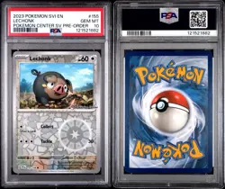 2023 POKEMON SVI SCARLET & VIOLET #155 LECHONK Pokemon Center Promo PSA 10 Gem - Image 3