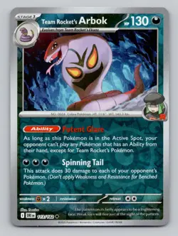 Team Rocket's Arbok 113/182 Uncommon Destined Rivals Pokemon Reverse Holo NM - Image 1