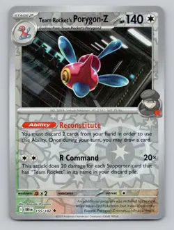 Team Rocket's Porygon-Z 155/182 Uncommon Destined Rivals Pokemon Reverse Holo NM - Image 1