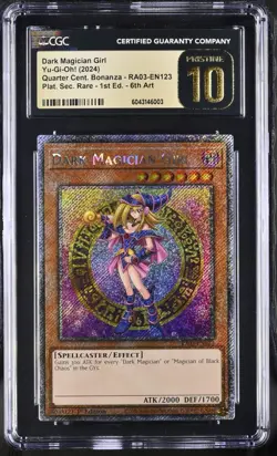 2024 Yu-Gi-Oh! Dark Magician Girl #RA03-EN123 Platinium Rare CGC 10 PRISTINE - Image 1