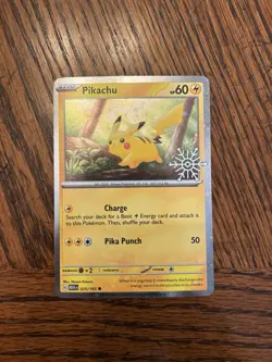 Pokemon Pikachu TCG Holiday Calendar Cosmos Holo Stamped Card 025/165 - Image 1