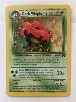Pokemon Dark Vileplume Holo Rare TCG Card 13/82 - Image 1