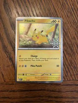 Pokemon Pikachu TCG Holiday Calendar Cosmos Holo Stamped Card 025/165 - Image 1