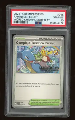 Pokemon Spanish PSA 10 Paradise Resort 045 SVP 2023 World Championships Gem Mint - Image 1