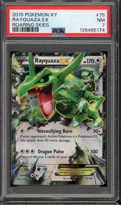 2015 POKEMON XY #75 RAYQUAZA EX NM PSA 7 ROARING SKIES - Image 1
