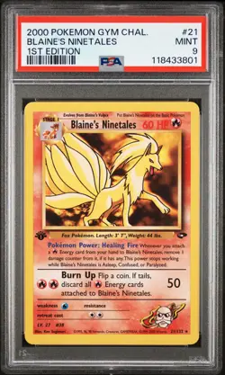 2000 Pokemon Gym Challenge 1st Edition Blaine's Ninetales #21 PSA 9 - Image 1