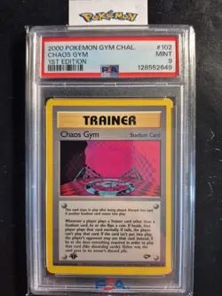 First Edition 2000 Pokemon Gym Challenge 102/132 Chaos Gym PSA Mint 9 - Image 1