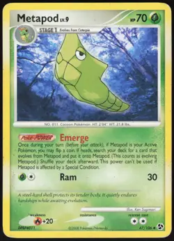 Metapod 47/106 Uncommon Great Encounters Pokemon Moderately Played - Image 1