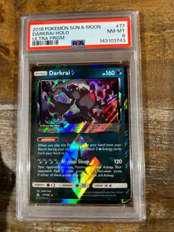 POKEMON 2018 Sun Moon Ultra Prism DARKRAI Holo #77 PSA 8 RARE - Image 1