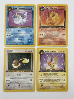 1st Edition Eevee & Evolutions X3 Team Rocket - Pokemon Vintage NM - Image 1