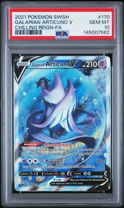 Pokemon Galarian Articuno V Chilling Reign Full Alt Art #170 PSA 10 Gem Mint - Image 1