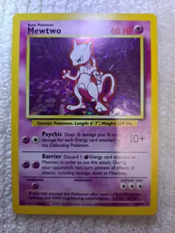 Mewtwo 10/102 Holo Base Set Pokemon Card First Edition - Image 1