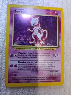 Mewtwo 10/102 Holo Base Set Pokemon Card First Edition - Image 2