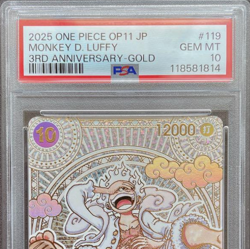 PSA10 One Piece Card Game Japanese Monkey D. Luffy 3rd Anniversary Gold SEC JP - Image 4