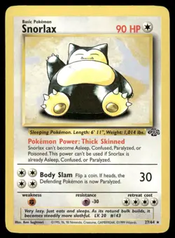 Pokemon Cards Snorlax 27/64 Jungle Rare LP - Image 1