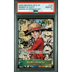 PSA 10 Luffy OP13-118 Manga Alt Art Carrying on His Will One Piece Card Japanese - Image 1