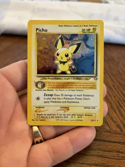 Pokemon TCG SWIRL Pichu Neo Genesis Holo Rare 12/111 2000 Vintage Pokemon Card - Image 1