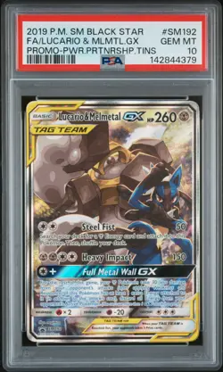 2019 Pokemon SM Black Star Promos SM192 Lucario & Melmetal GX PSA 10 142844379 - Image 1