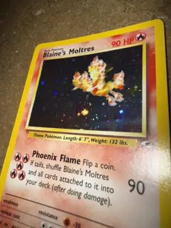 Pokemon Blaine’s Moltres 1/132 Holo Rare Gym Heroes WOTC Vintage MP - Image 2