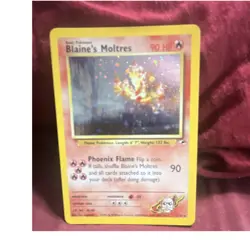 Pokemon Blaine's Moltres Gym Heroes Holo Rare 1/132 90 HP Basic WOTC 2000 - Image 1