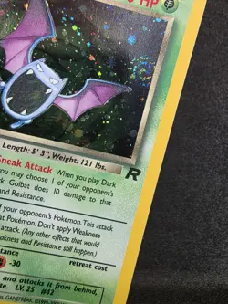 Vintage Pokemon TCG - Team Rocket - Unlimited Dark Golbat 7/82 Holo: NM- (SWIRL) - Image 3
