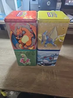 Pokemon TCG: 2021-22 Stacking Tins Lot 4 *EMPTY* Grass Water Electric Fire - Image 2