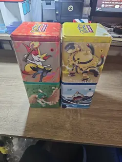 Pokemon TCG: 2021-22 Stacking Tins Lot 4 *EMPTY* Grass Water Electric Fire - Image 4