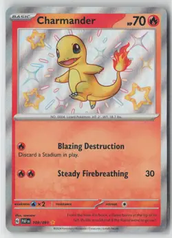 Charmander 109/091 Shiny Rare Paldean Fates Pokemon NM - Image 1