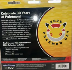 Pokemon Day 30 Year Anniversary Pikachu Promo, Coin, & THREE Booster Packs NEW - Image 2