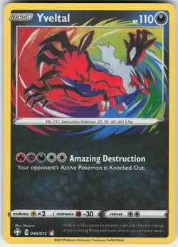 Yveltal 046/072 Amazing Rare Shining Fates Pokemon Near Mint - Image 1