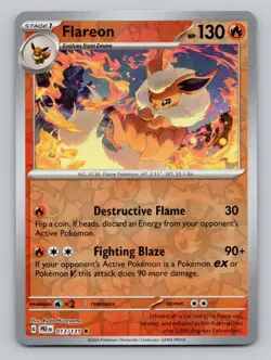 Reverse Holo Flareon 136/165 Rare SV: Scarlet & Violet 151 Pokemon - Image 1
