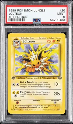 1999 POKEMON JUNGLE 1ST EDITION #20 JOLTEON PSA 9 - Image 1