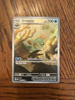 Pokemon TCG Omanyte Scarlet & Violet Holo Illustration Rare Card 180/165 - Image 1