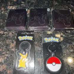 Pokemon Bundle 3 Packs Of Card Sleeves & 2 Keychains Unopened Pikachu Pokeballl - Image 5
