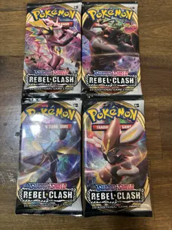 Pokemon Cards Rebel Clash Booster Packs Full Art Set Lot Of 4 - Image 1