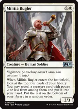 1 x Militia Bugler - Foil - Core Set 2019 - Light Play - MTG - Image 1